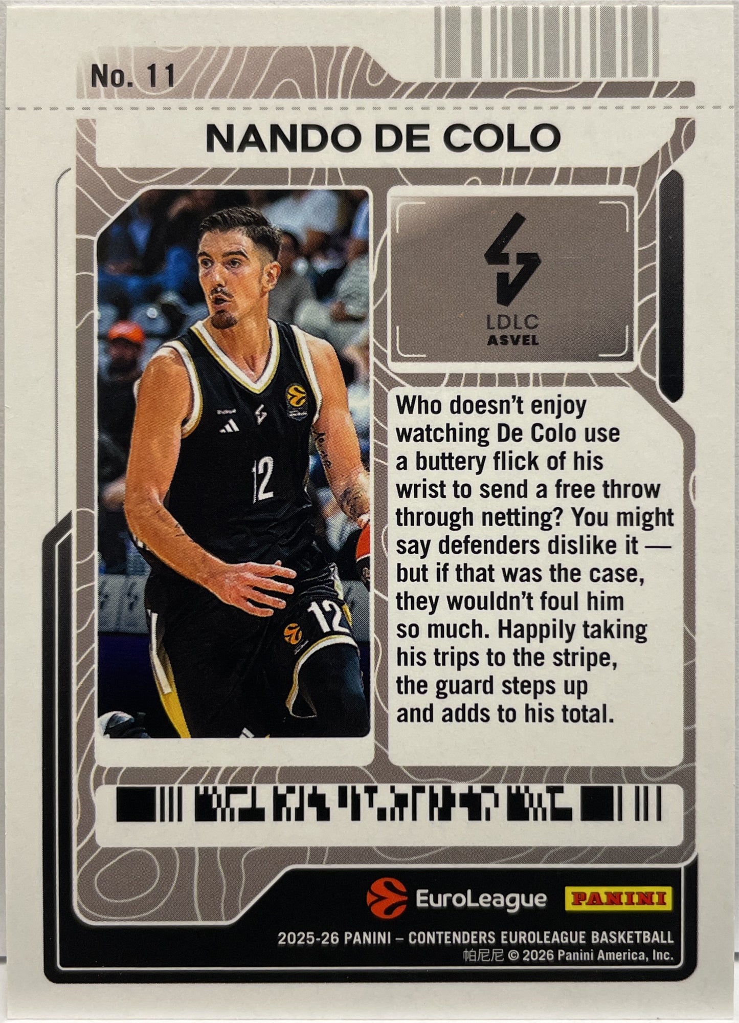 Nando De Colo 36/49 Final Four Ticket Panini Contenders Basketball Euroleague 2025/26