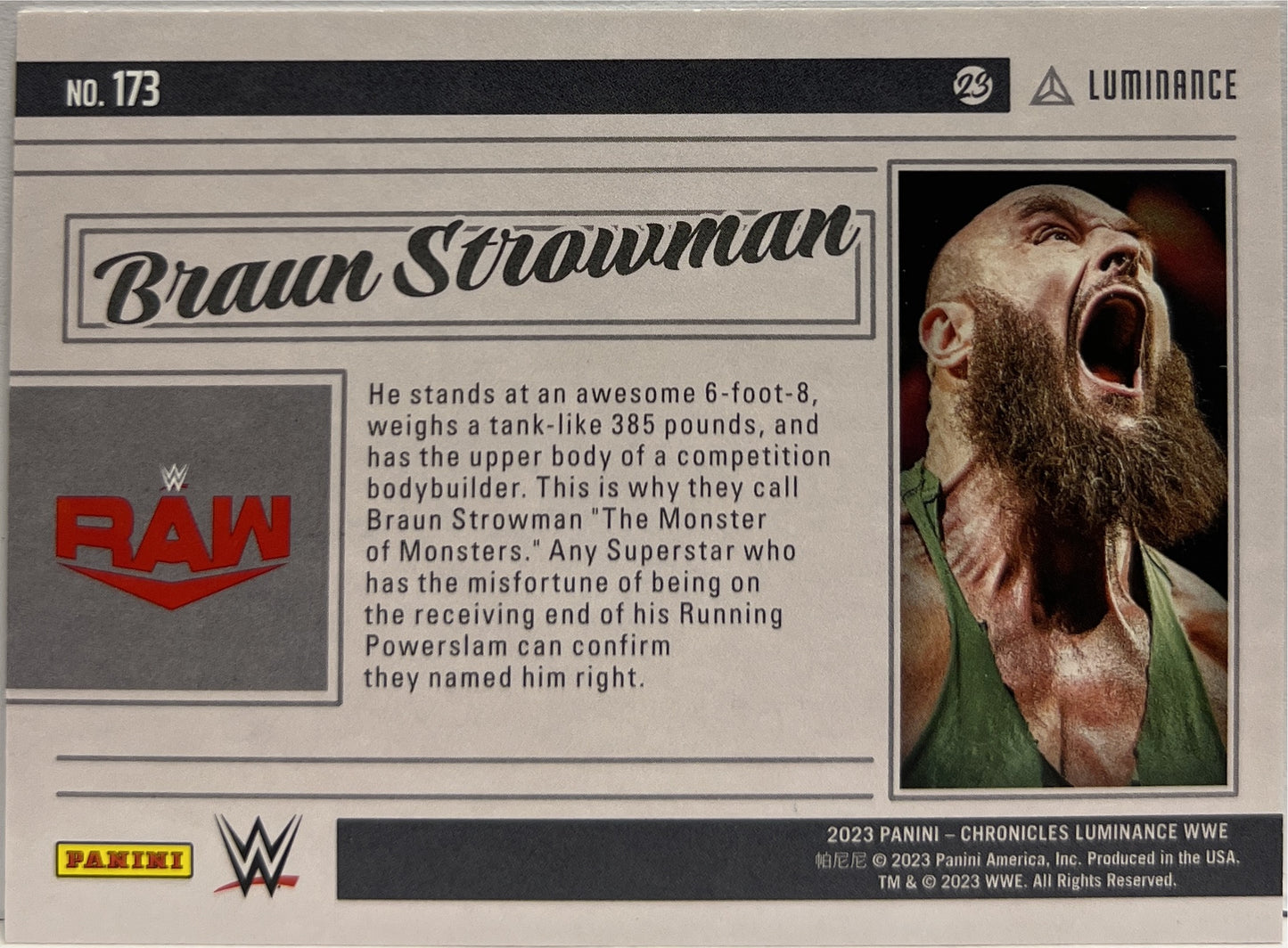 Brawn Stroman 193/199 Luminance Red Chronicles WWE 2023