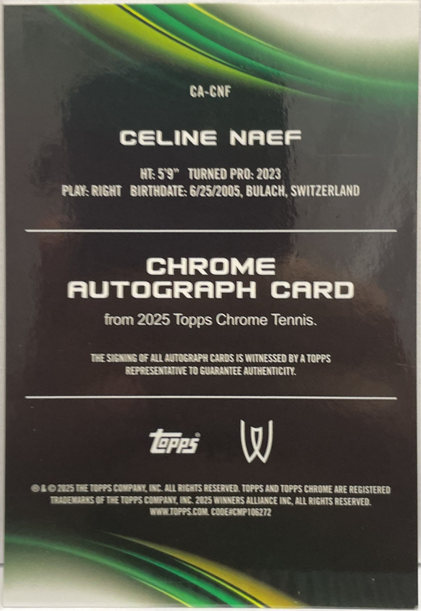 Celine Naef Autograph Topps Chrome Tennis 2025