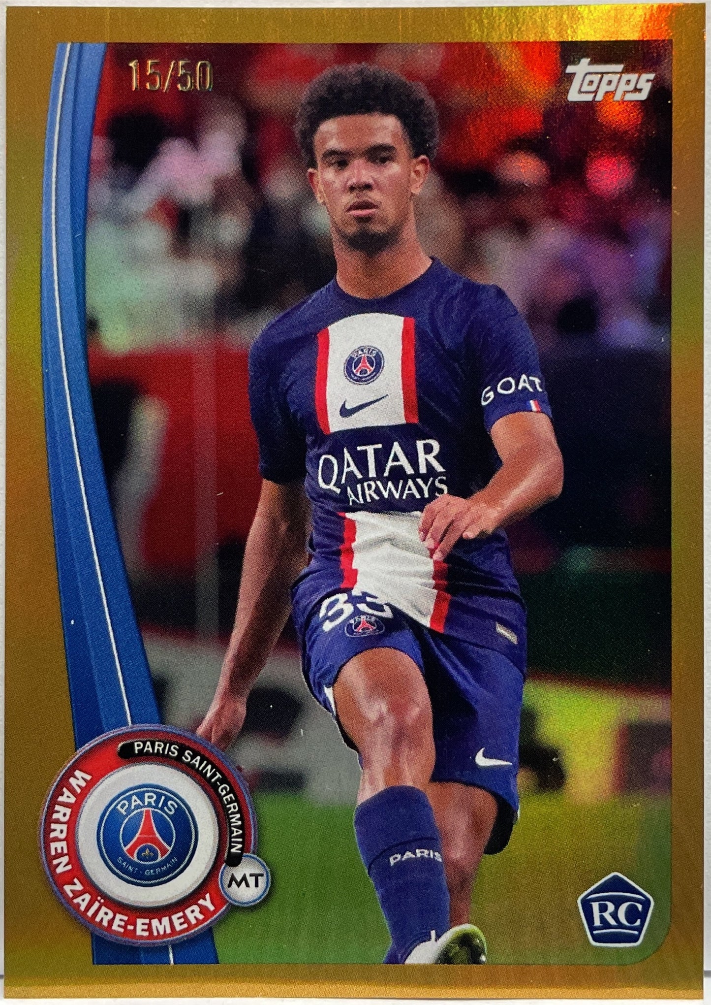 Warren Zaire Emery 15/50 Rookie Gold Topps PSG Team Set 2022/23