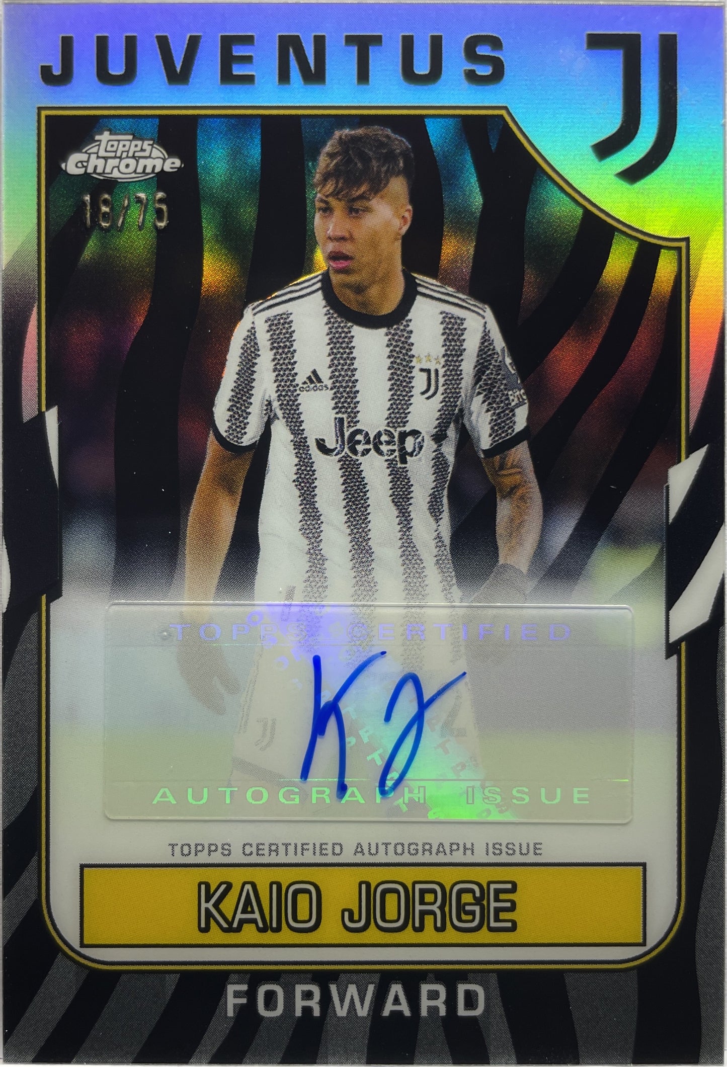 Kaio Jorge 18/75 Autograph Zebra Topps Chrome Juventus 2022/23