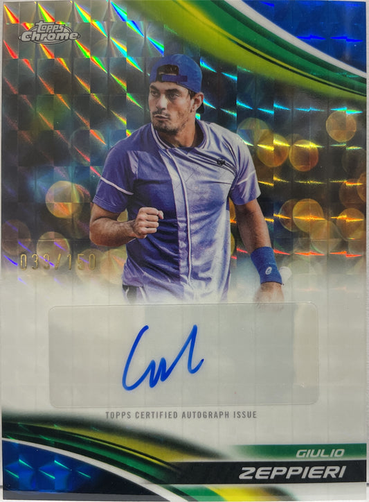 Giulio Zeppieri 39/150 Autograph Blue Geometric Topps Chrome Tennis 2025