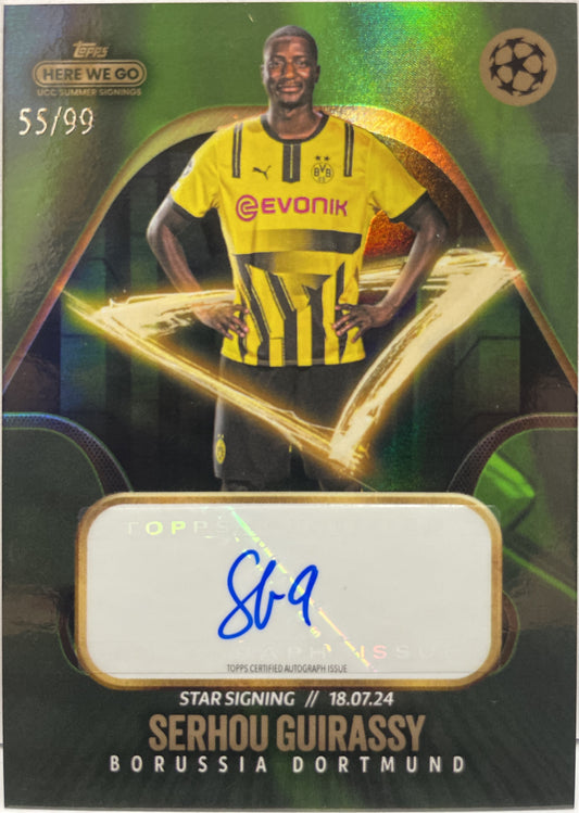 Serhou Guirassy 55/99 Autograph Star Signing Green Topps Fabrizio Romano Here We Go 2024