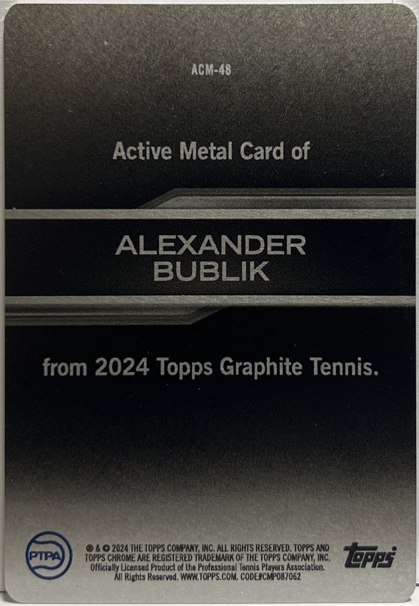 Alexander Bublik Active Metal Topps Tennis Graphite 2024