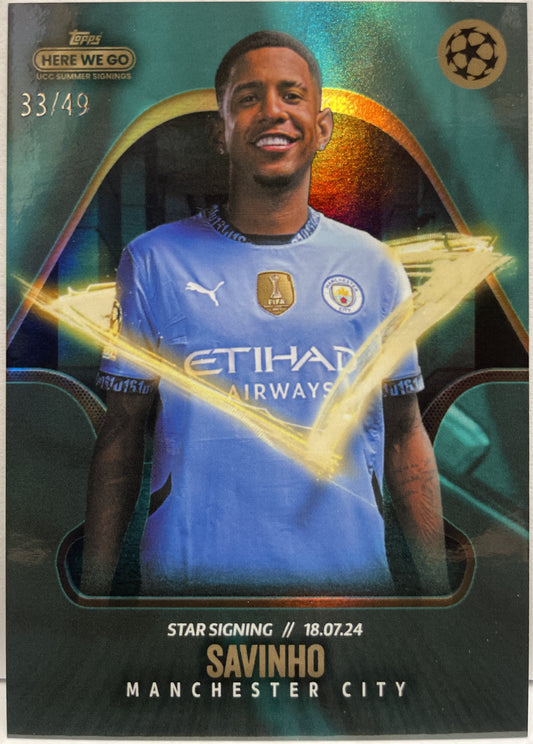 Savinho 33/49 Star Signing Topps Fabrizio Romano Here We Go 2024