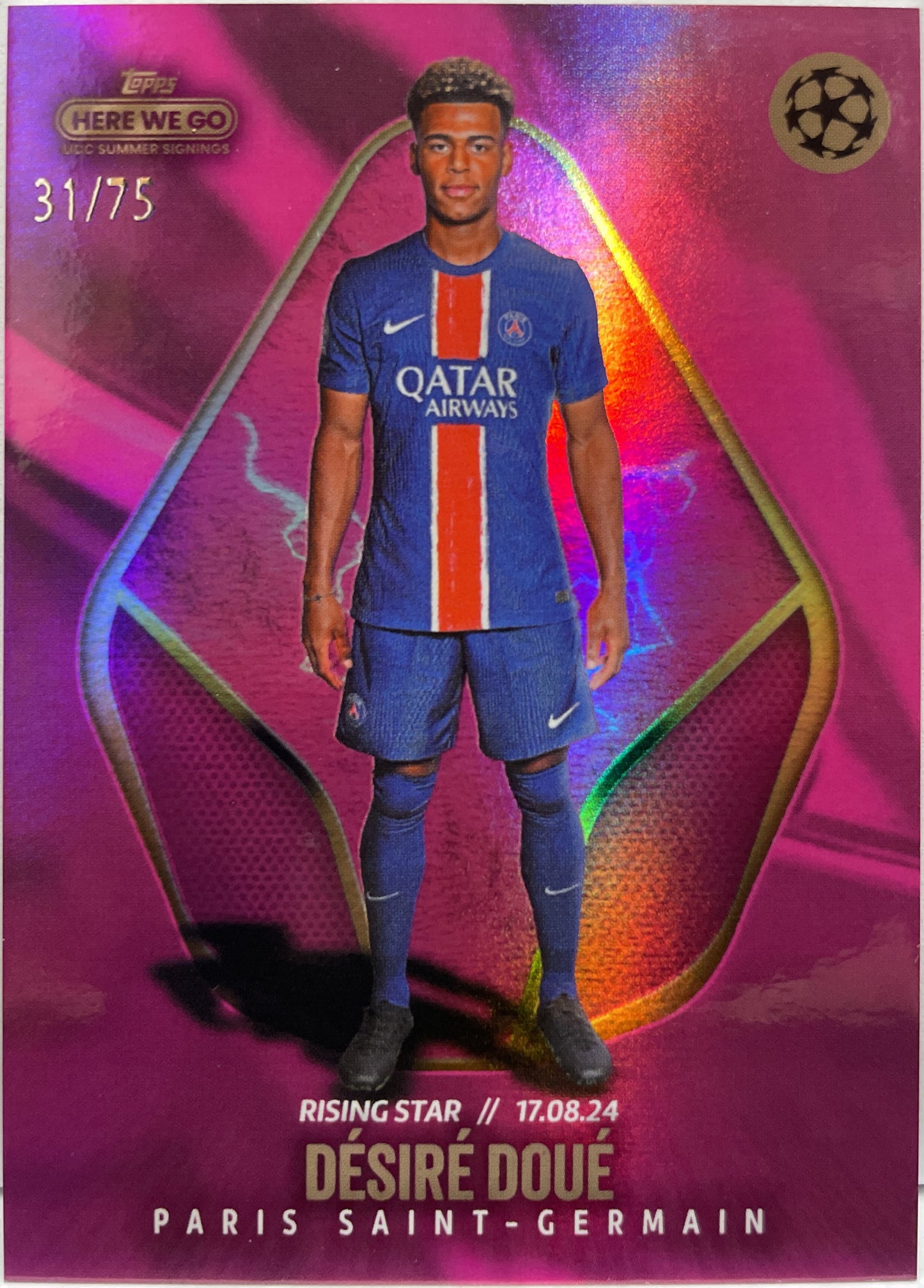 Desire Doue 31/75 Rising Star Topps Fabrizio Romano Here We Go 2024