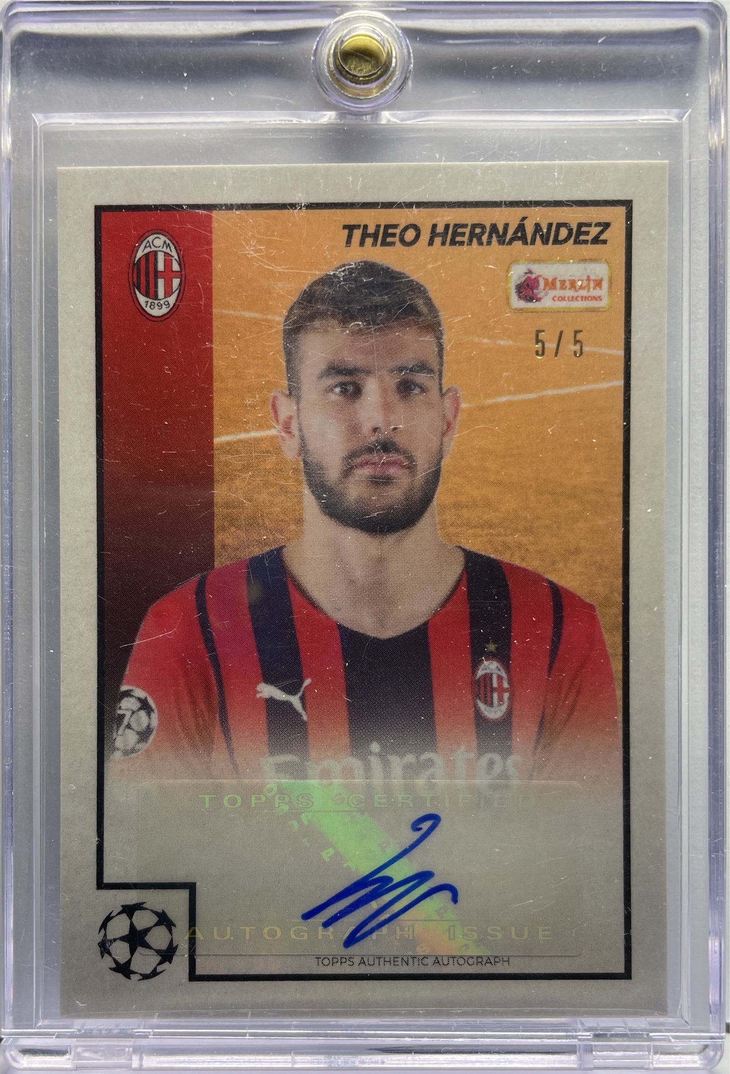 Theo Hernandez 5/5 Autograph Merlin Heritage 97 2021/22