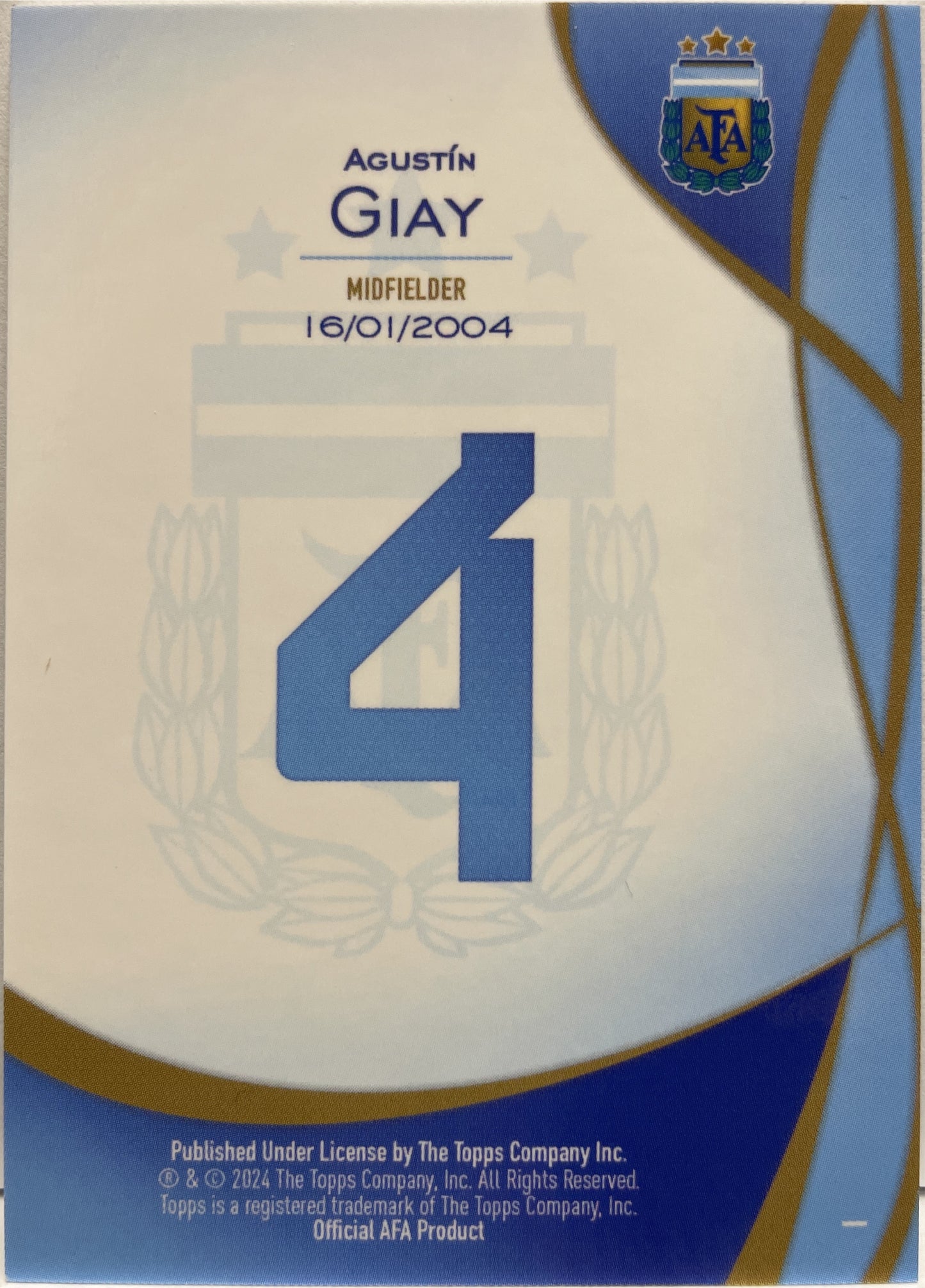 Agustin Giay 1ST Bowman Topps Lineage Argentina 2024