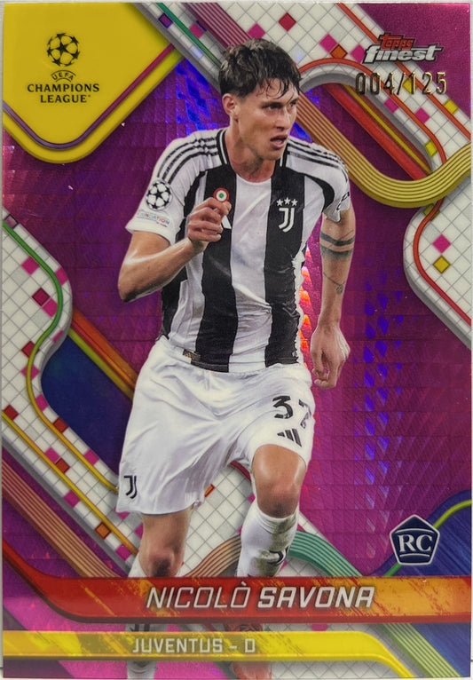 Nicolo Savona 4/125 Rookie Pink Prism Topps Finest UCC 2024/25