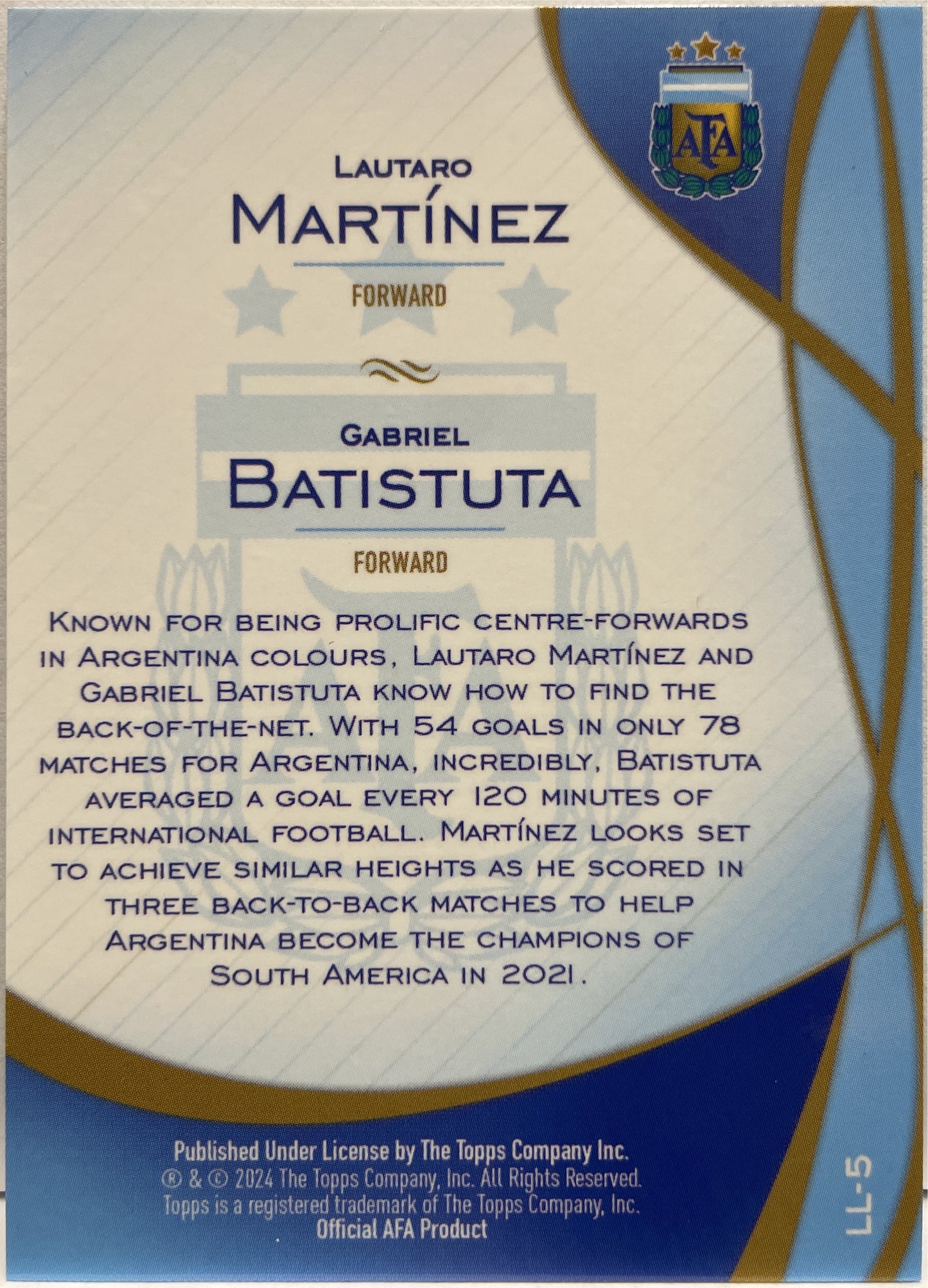 Lautaro Martinez Gabriel Batistuta Lenticular Topps Lineage Argentina 2024