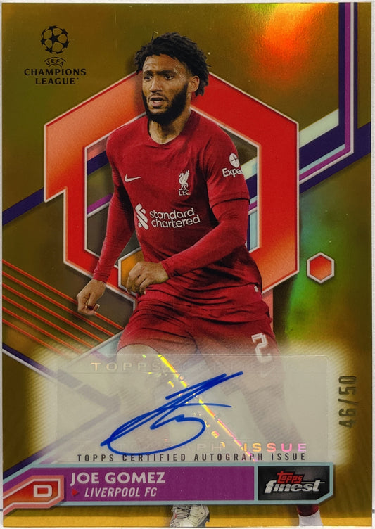 Joe Gomez 46/50 Autograph Gold Topps Finest UCC 2022/23