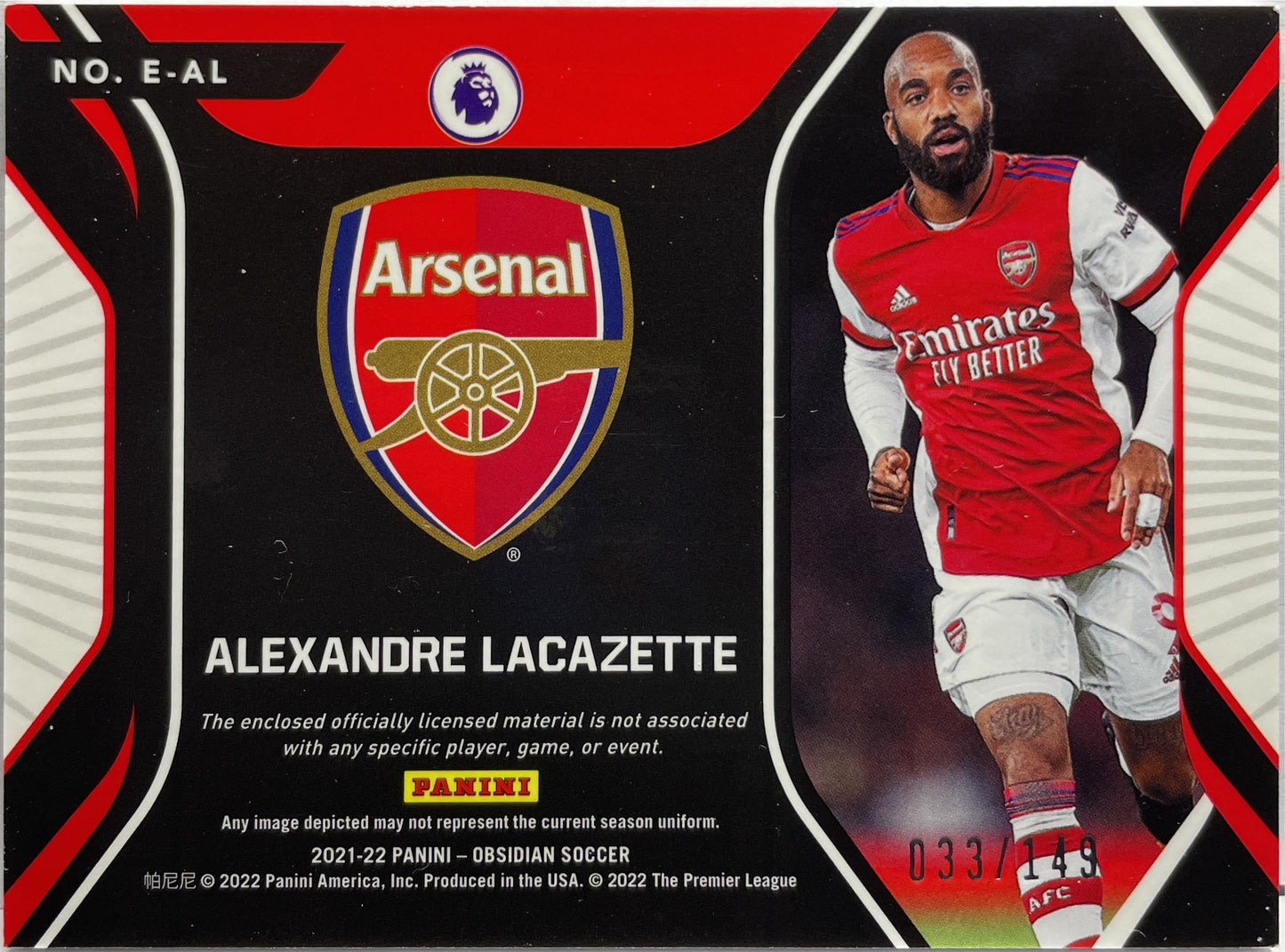 Alexandre Lacazette 33/149 Patch Eruption Obsidian 2021/22