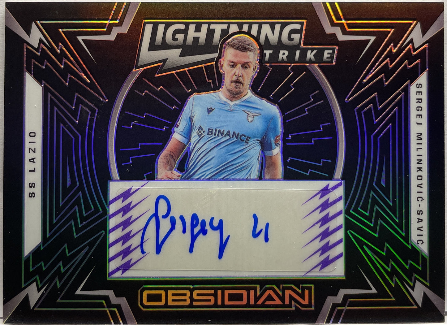 Sergej Milinkovic-Savic 59/75 Autograph Lightning Strike Purple Obsidian 2021/22