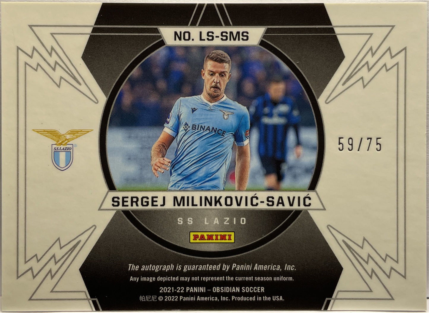 Sergej Milinkovic-Savic 59/75 Autograph Lightning Strike Purple Obsidian 2021/22