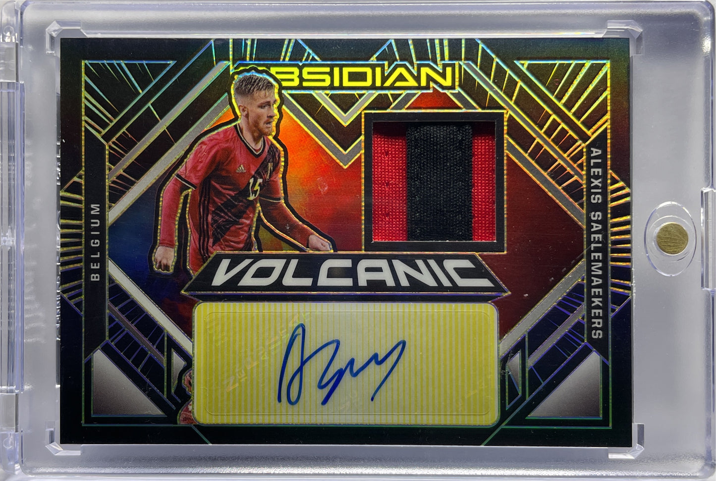 Alexis Saelemaekers 10/10 Patch Autograph Volcanic Yellow Obsidian 2021/22