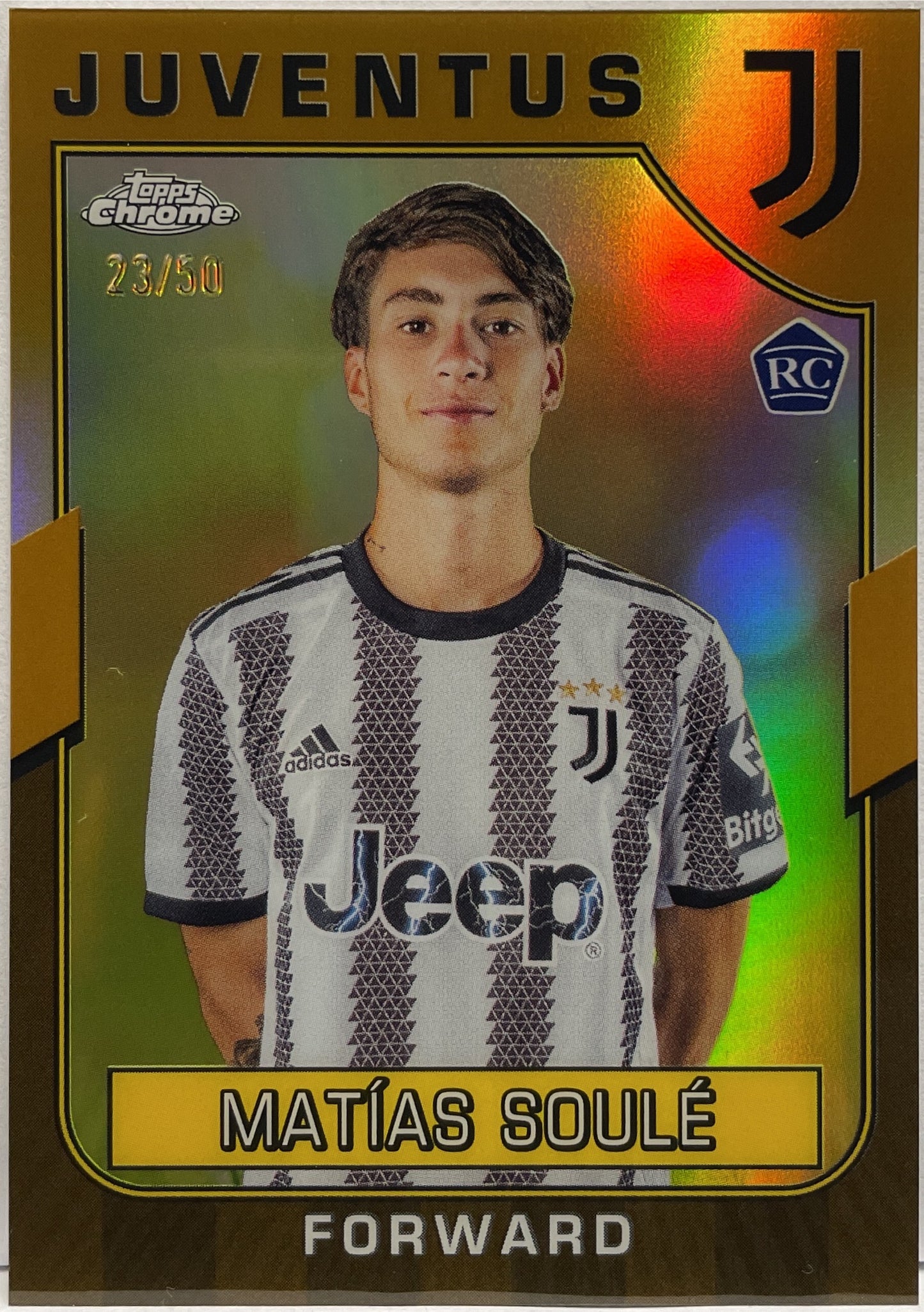 Matias Soule 23/50 Rookie Gold Topps Chrome Juventus 2022/23