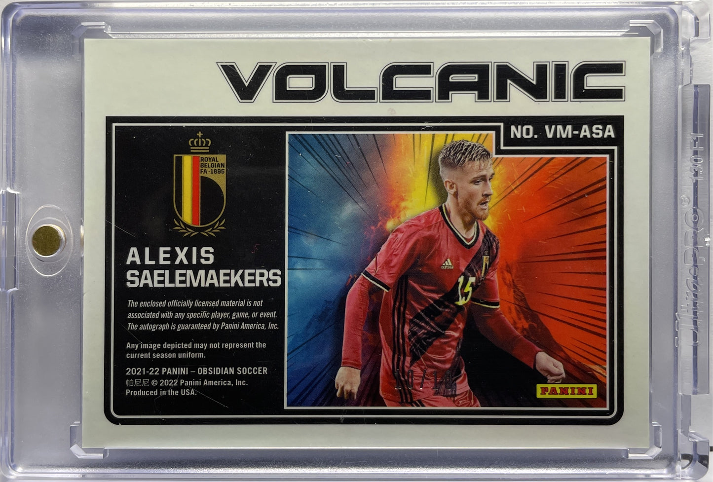 Alexis Saelemaekers 10/10 Patch Autograph Volcanic Yellow Obsidian 2021/22