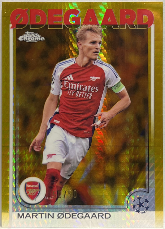 Martin Odegaard 50/50 Gold Prism Topps Chrome UCC 2024/25