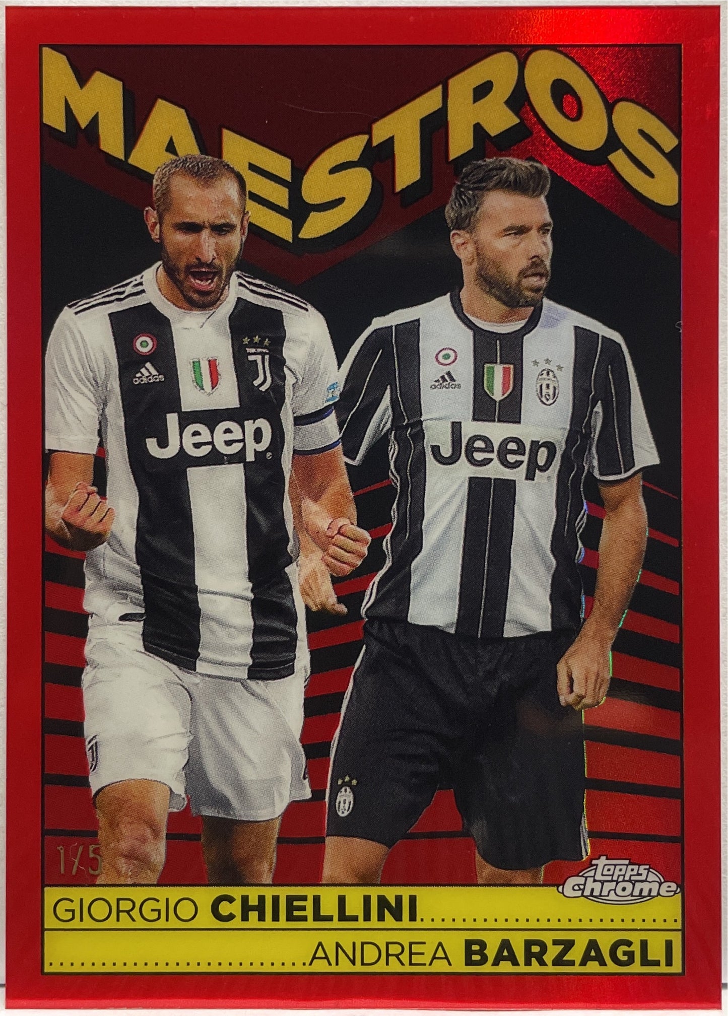 Giorgio Chiellini & Andrea Barzagli 1/5 Maestros Red Topps Chrome Juventus 2022/23