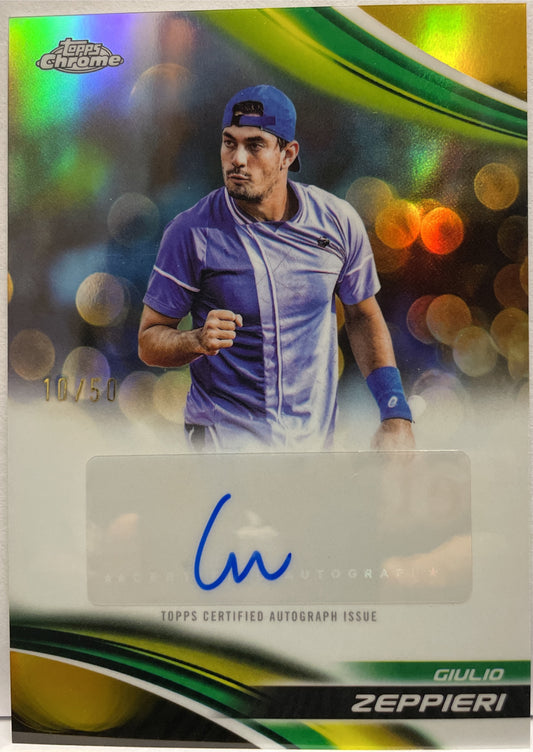 Giulio Zeppieri 10/50 Autograph Gold Topps Chrome Tennis 2025
