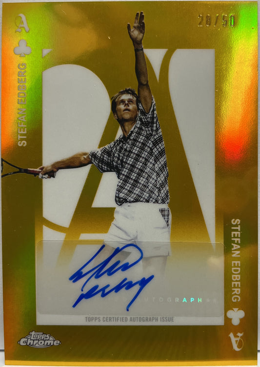 Stefan Edberg 28/50 Autograph Aces Gold Topps Chrome Tennis 2025