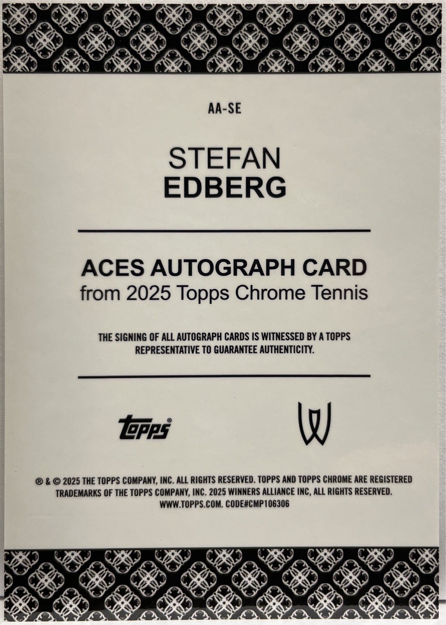 Stefan Edberg 28/50 Autograph Aces Gold Topps Chrome Tennis 2025