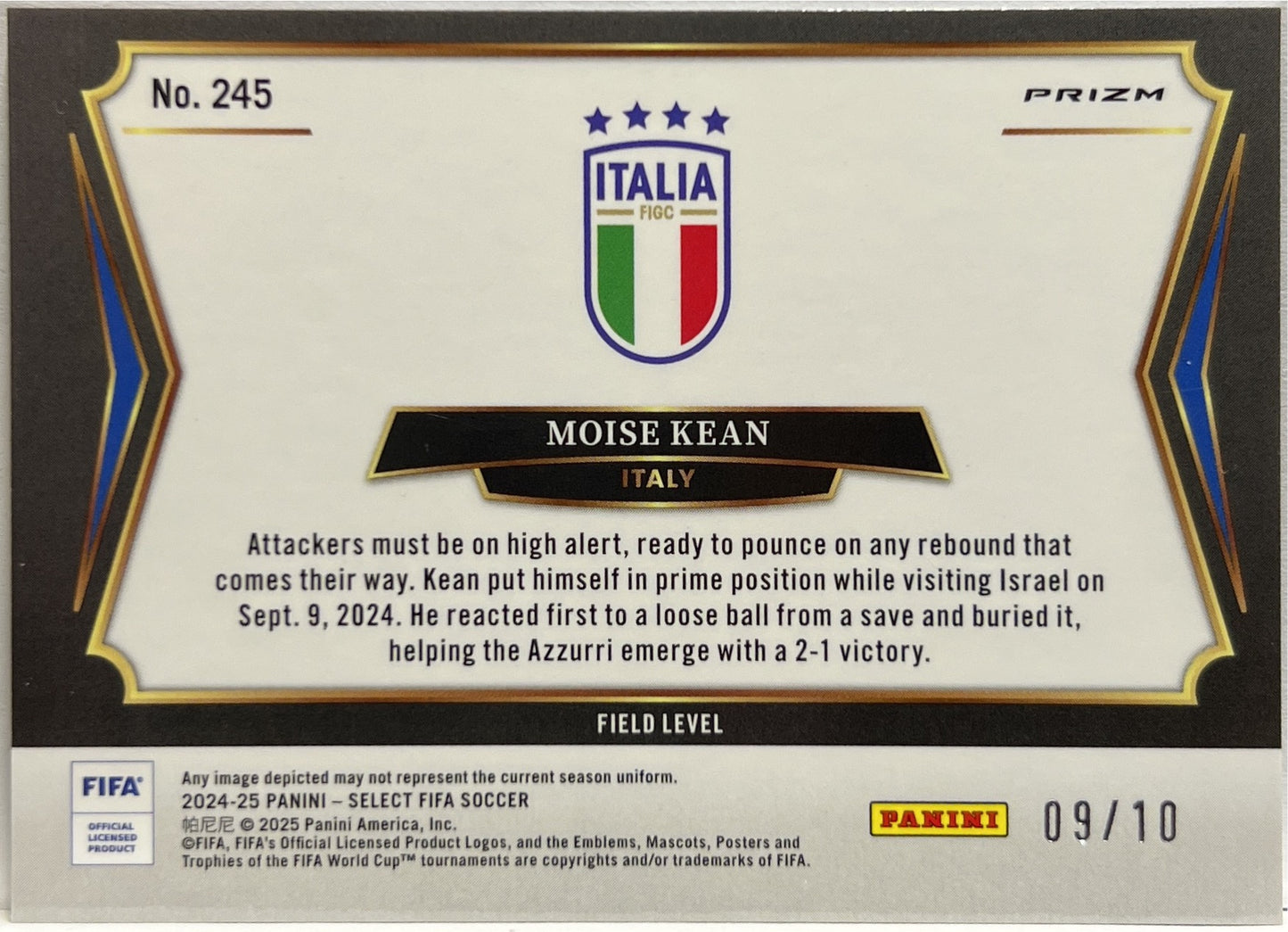Moise Kean 9/10 Field Level Gold Select Fifa 2024/25