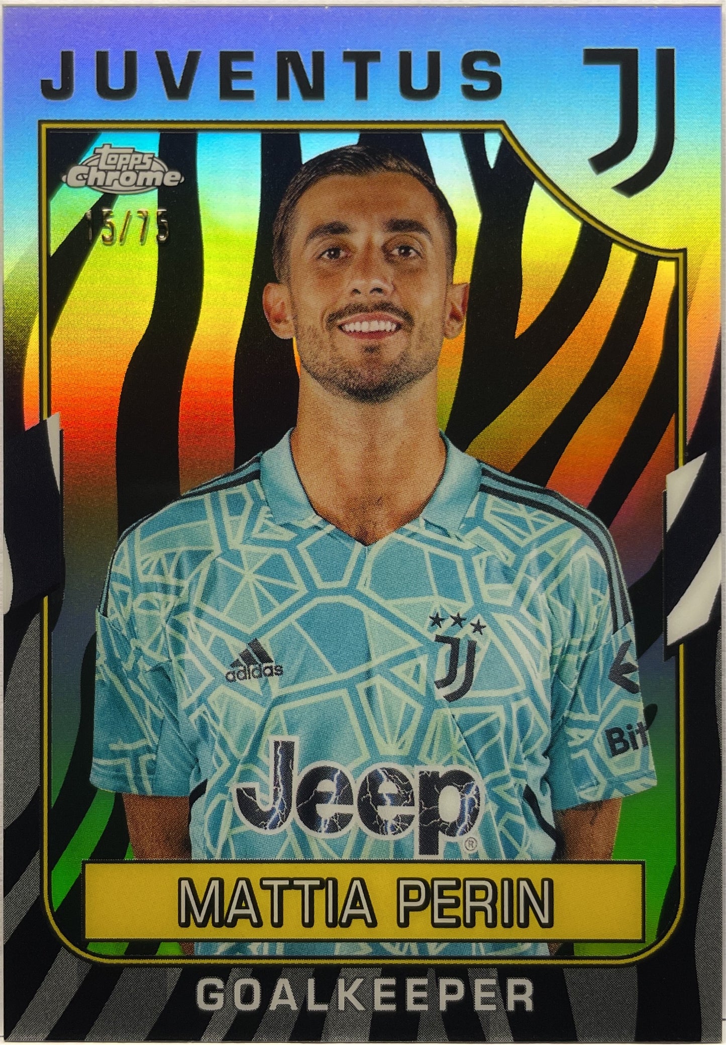 Mattia Perin 15/75 Zebra Topps Chrome Juventus 2022/23