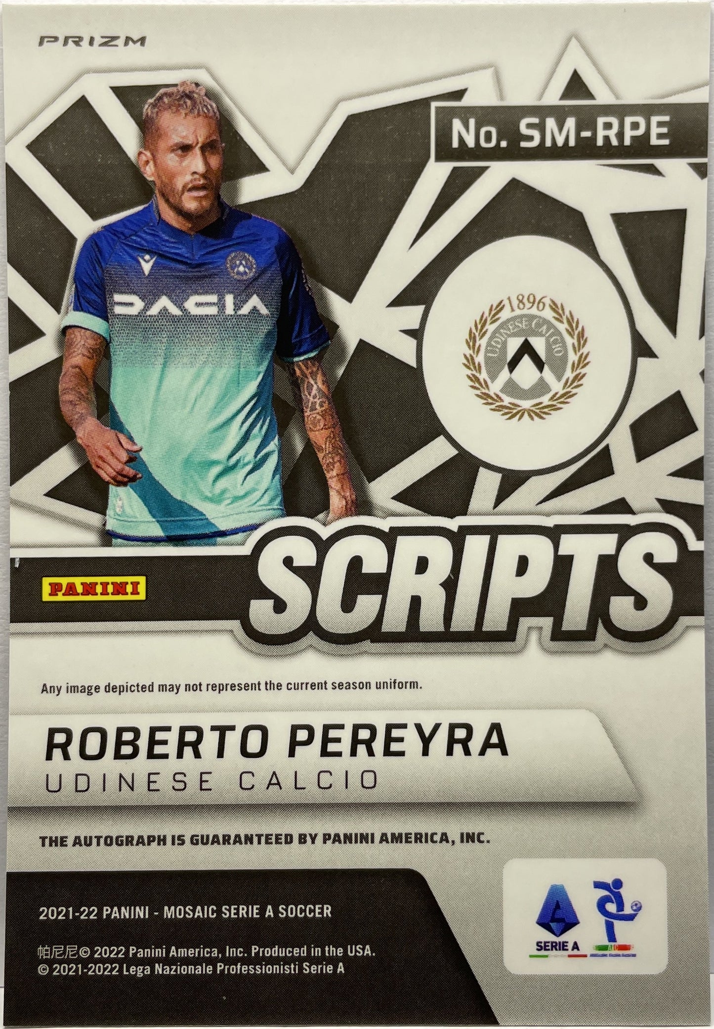 Roberto Pereyra Autograph Scripts Mosaic Serie A 2021/22