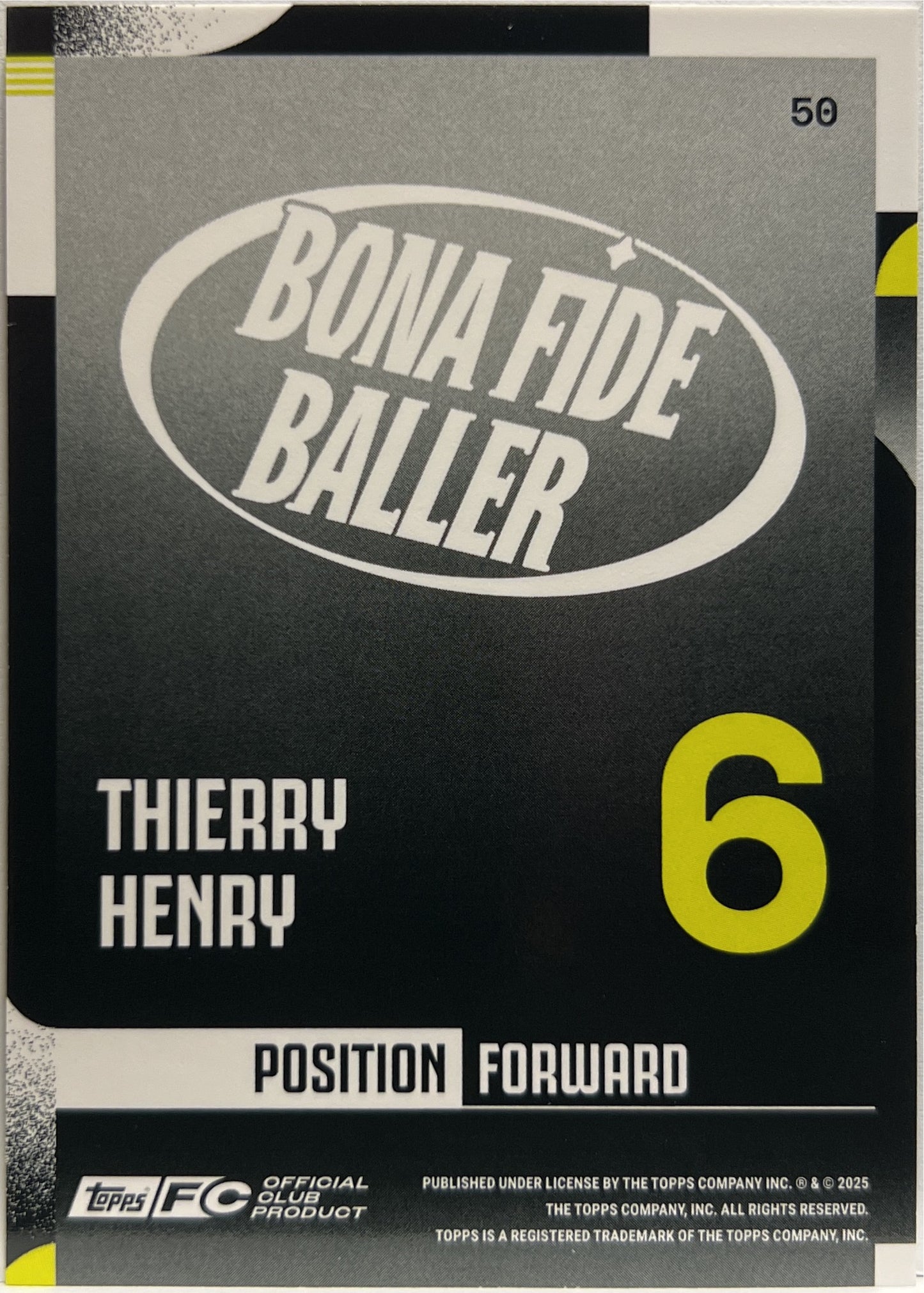 Thiery Henry 24/25 Bona Fide Baller Orange Topps FC Juventus Premium Team Set 2024/25