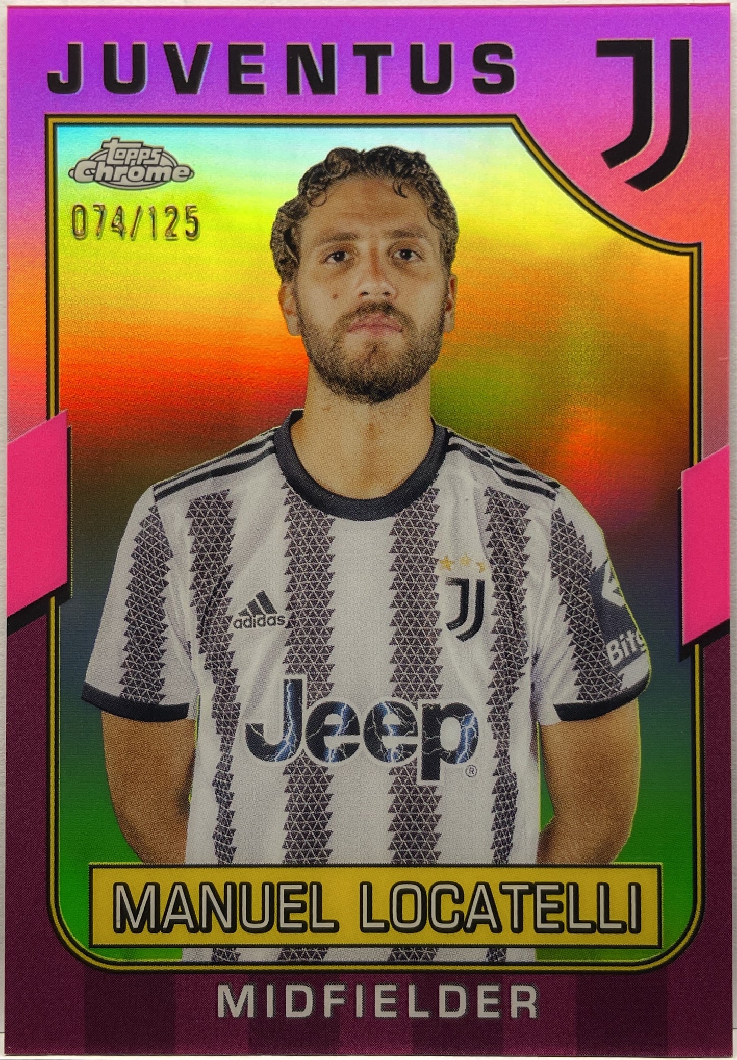 Manuel Locatelli 74/125 Pink Topps Chrome Juventus 2022/23