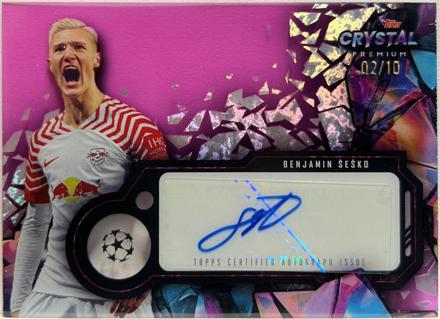 Benjamin Sesko 2/10 Autograph Topps Crystal UCC 2023/24