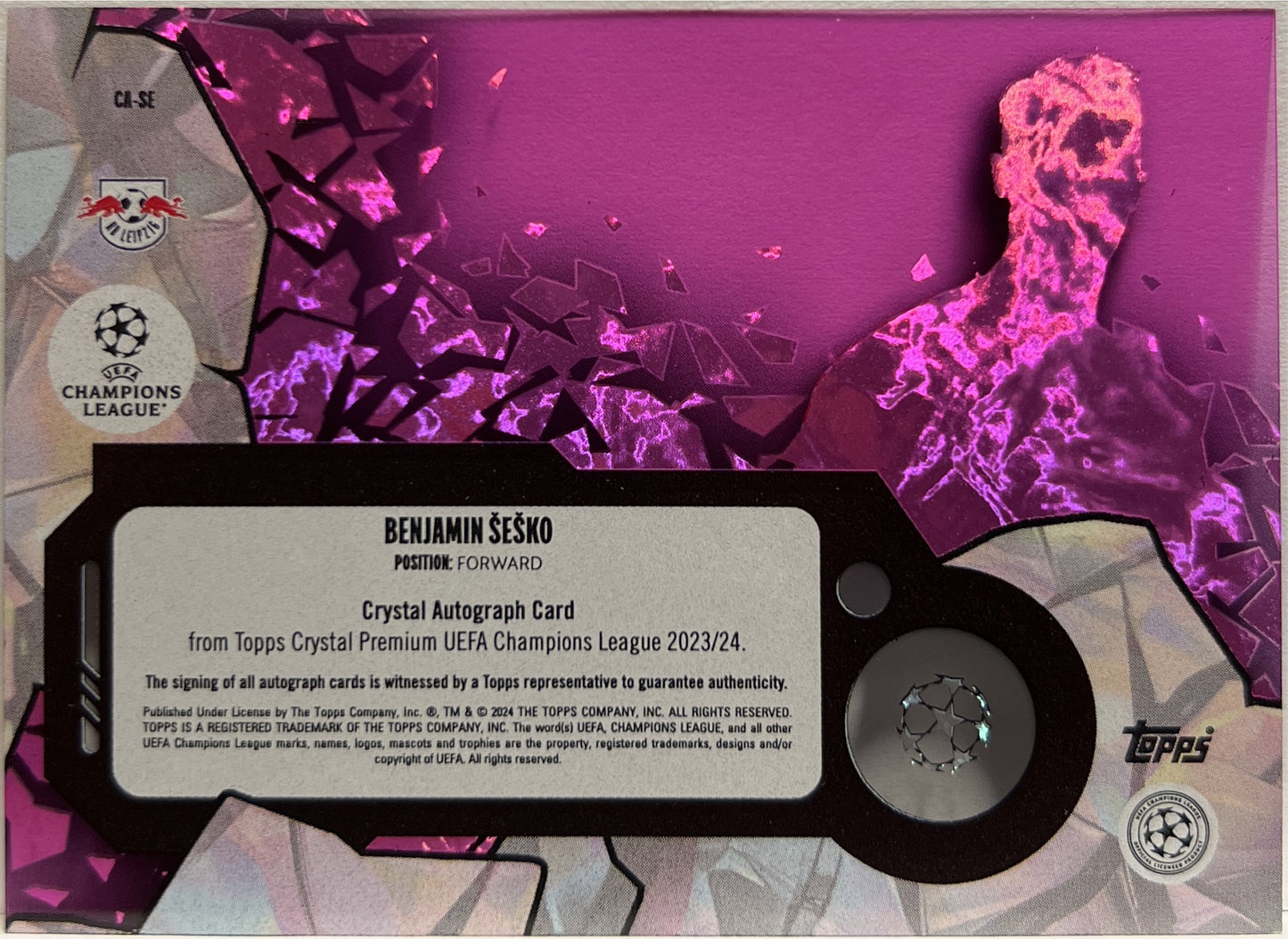 Benjamin Sesko 2/10 Autograph Topps Crystal UCC 2023/24