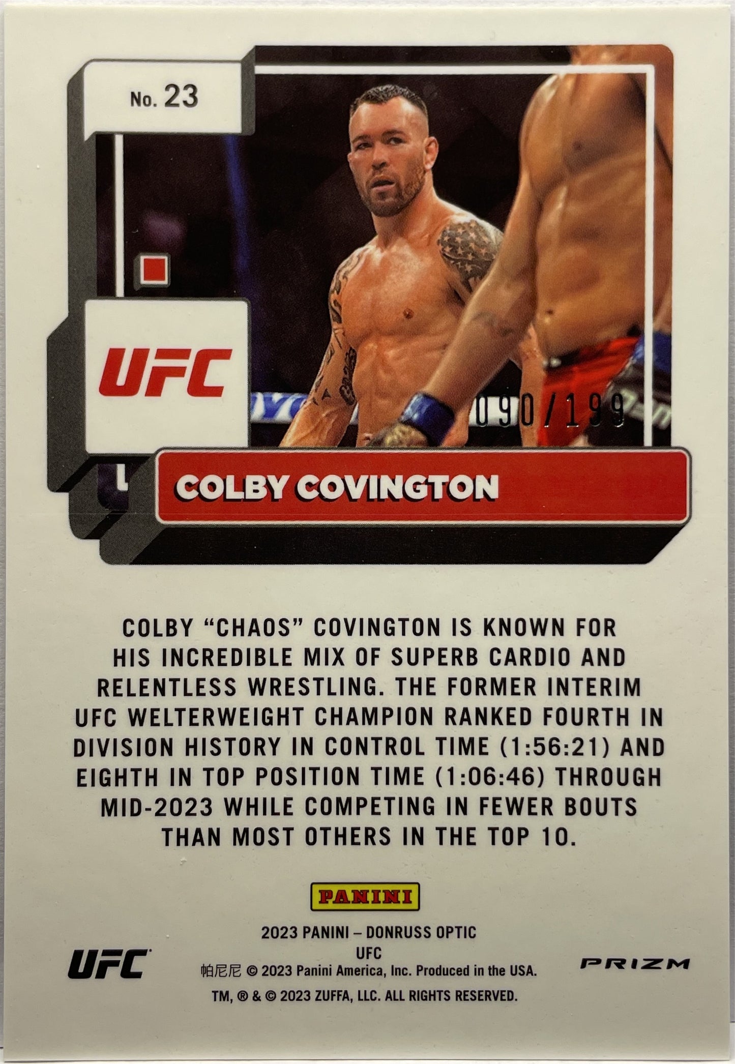 Colby Covington 90/199 Red Donruss Optic UFC 2023