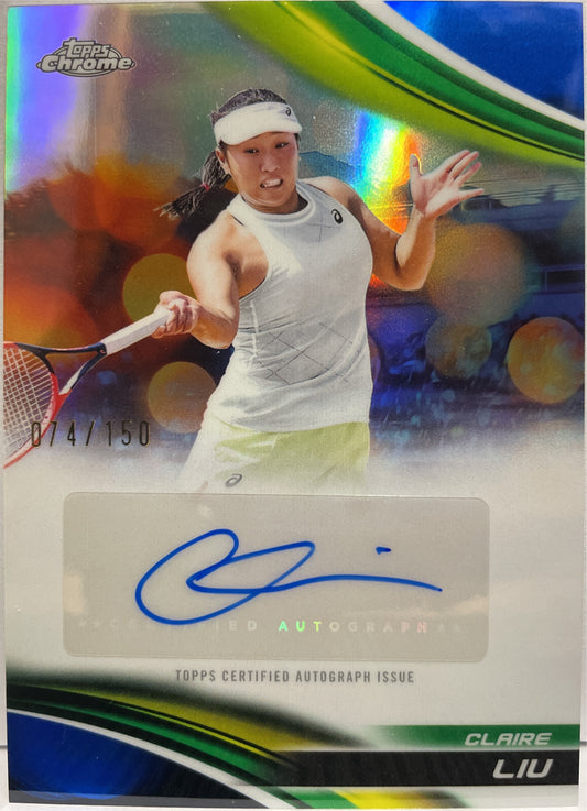 Claire Liu 74/150 Autograph Blue Topps Chrome Tennis 2025