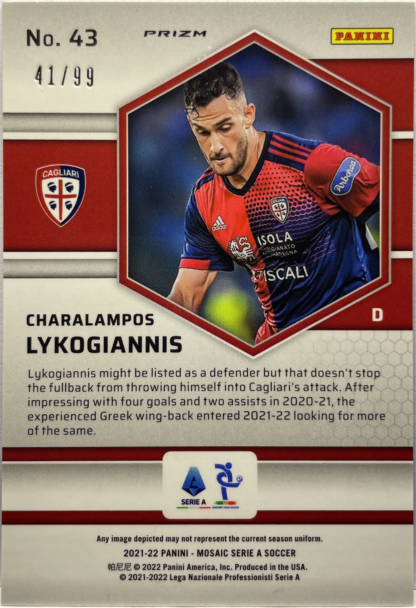 Charalampos Lykogiannis 41/99 Blue Mosaic Serie A 2021/22