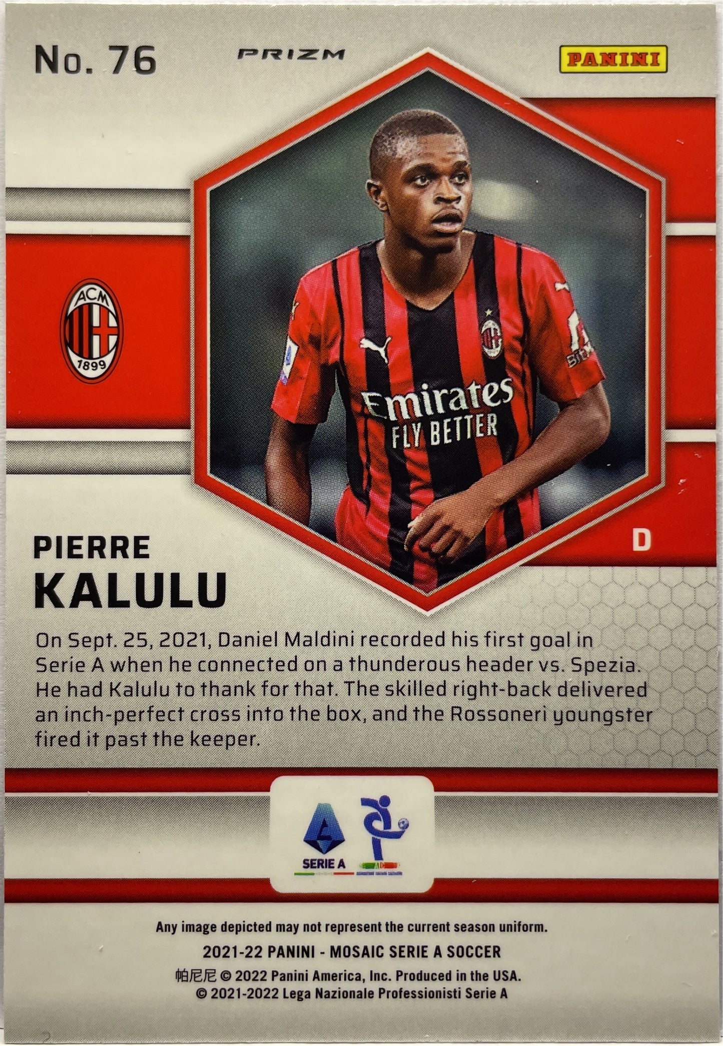 Pierre Kalulu Rookie Peacock Mosaic Serie A 2021/22