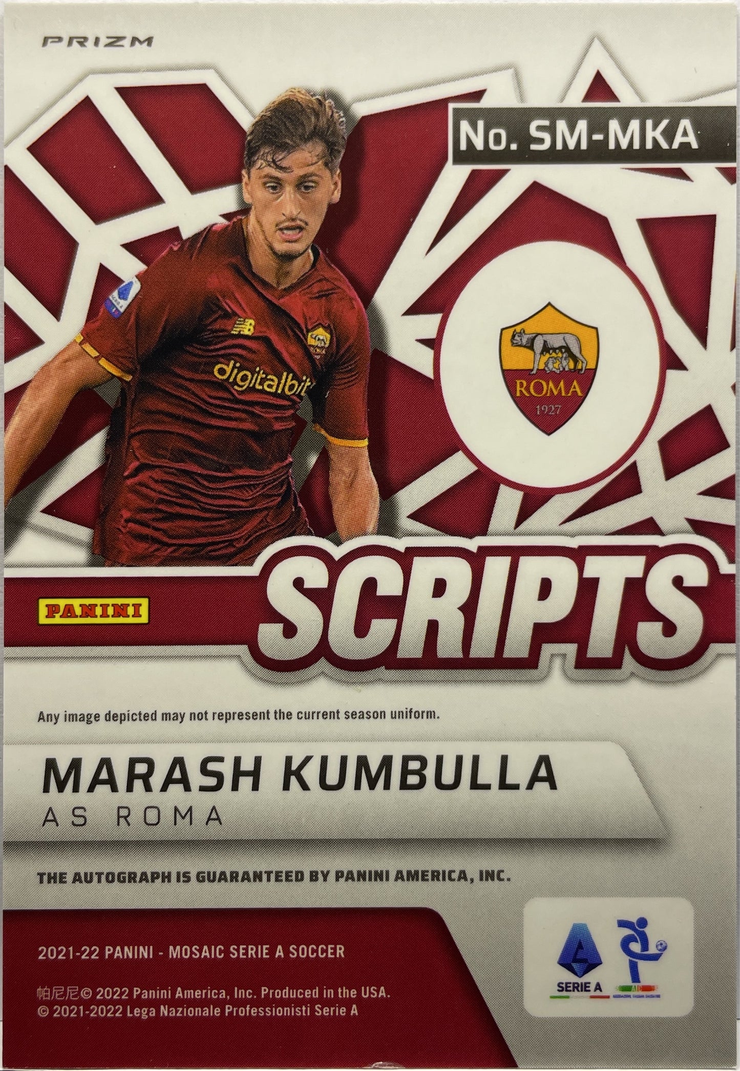 Marash Kumbulla Autograph Scripts Mosaic Serie A 2021/22