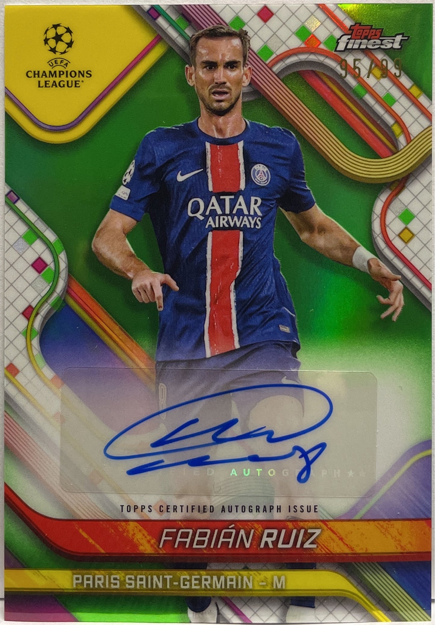 Fabian Ruiz 95/99 Autograph Neon Green Topps Finest UCC 2024/25