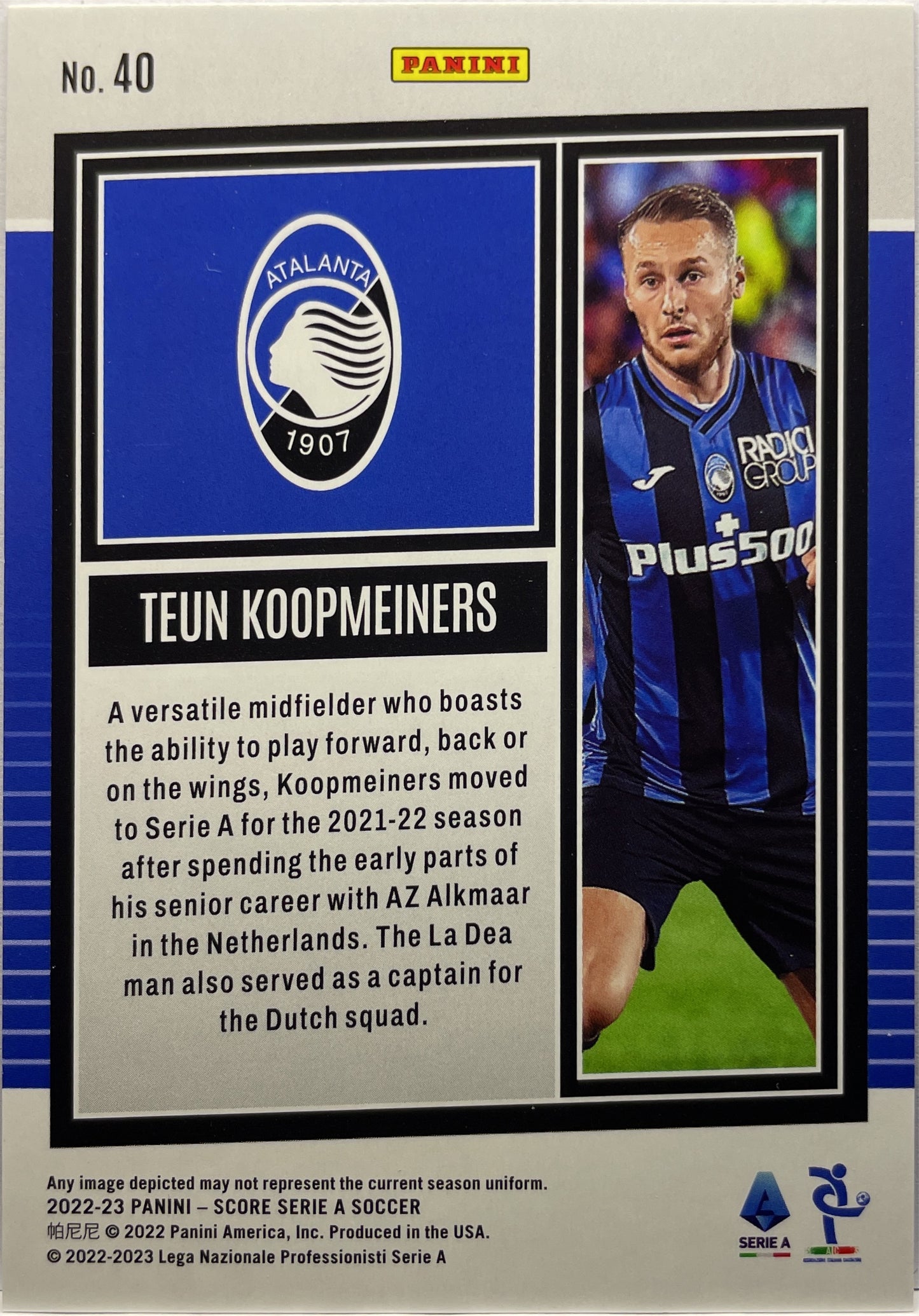 Teun Koopmeiners 4/60 Blue Laser Score Serie A 2022/23