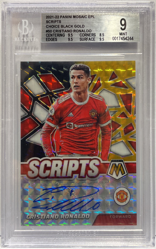 Cristiano Ronaldo 1/1 Choice Black Gold Panini Mosaic Premier League EPL 2021/22 Beckett 9