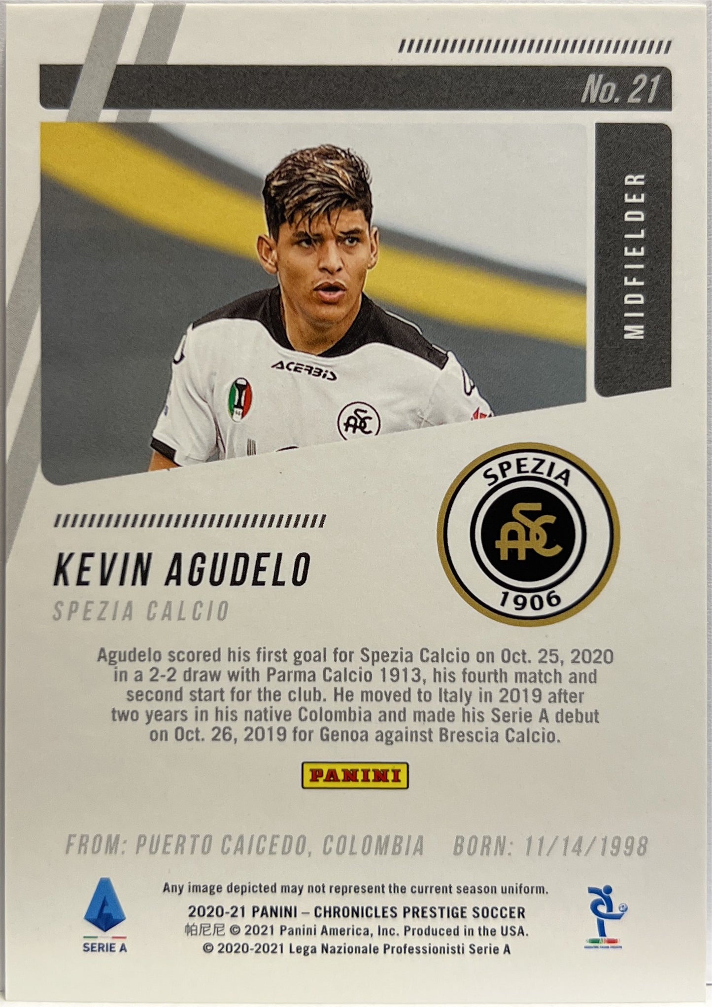 Kevin Agudelo 5/23 Rookie Prestige Cracked Ice Chronicles 2020/21