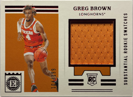 Greg Brown 104/199 Rookie Patch Chronicles Draft Picks 2021