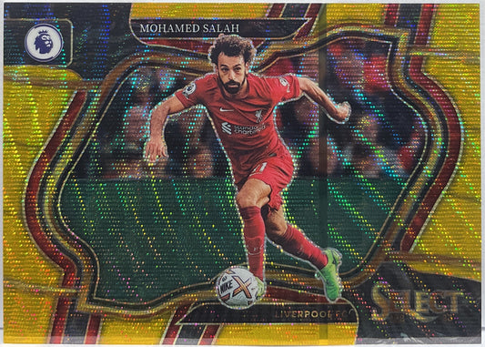 Mohamed Salah 3/10 Field Level Gold Wave Panini Select Premier League 2022/23