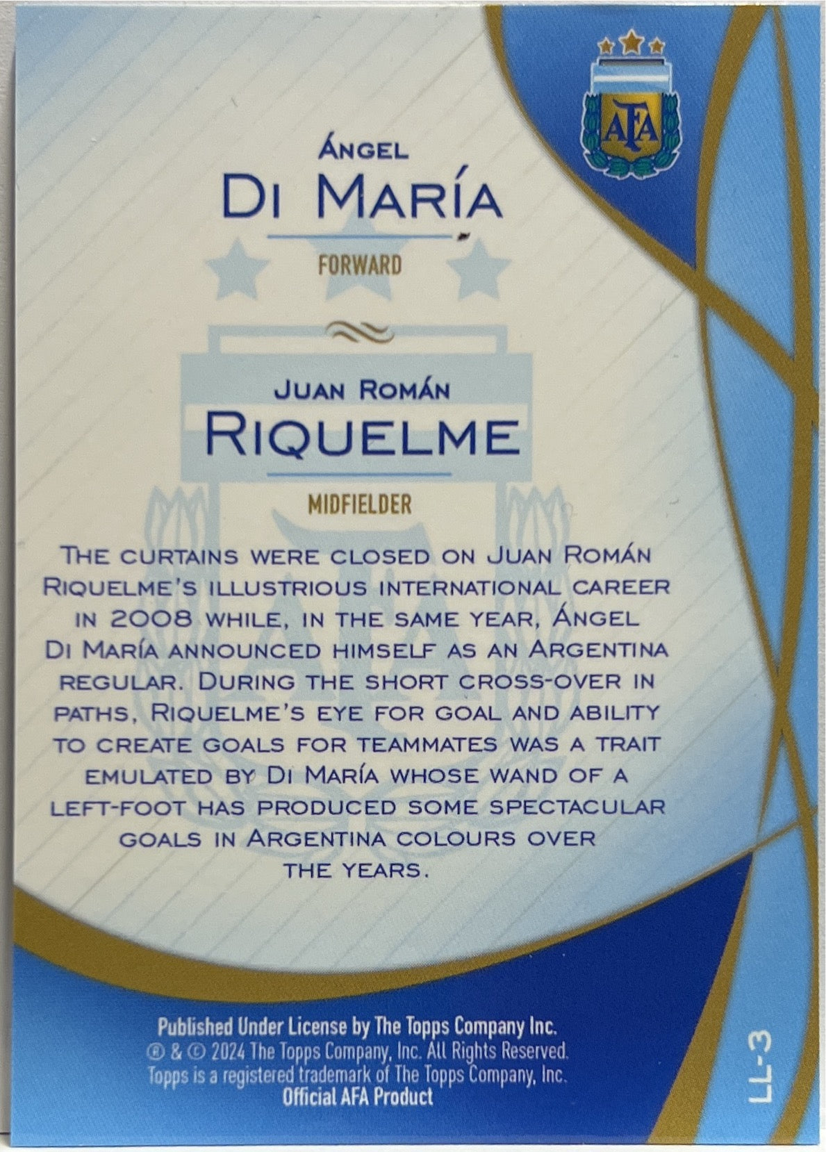 Angel Di Maria & Riquelme Lenticular Topps Lineage Argentina 2024
