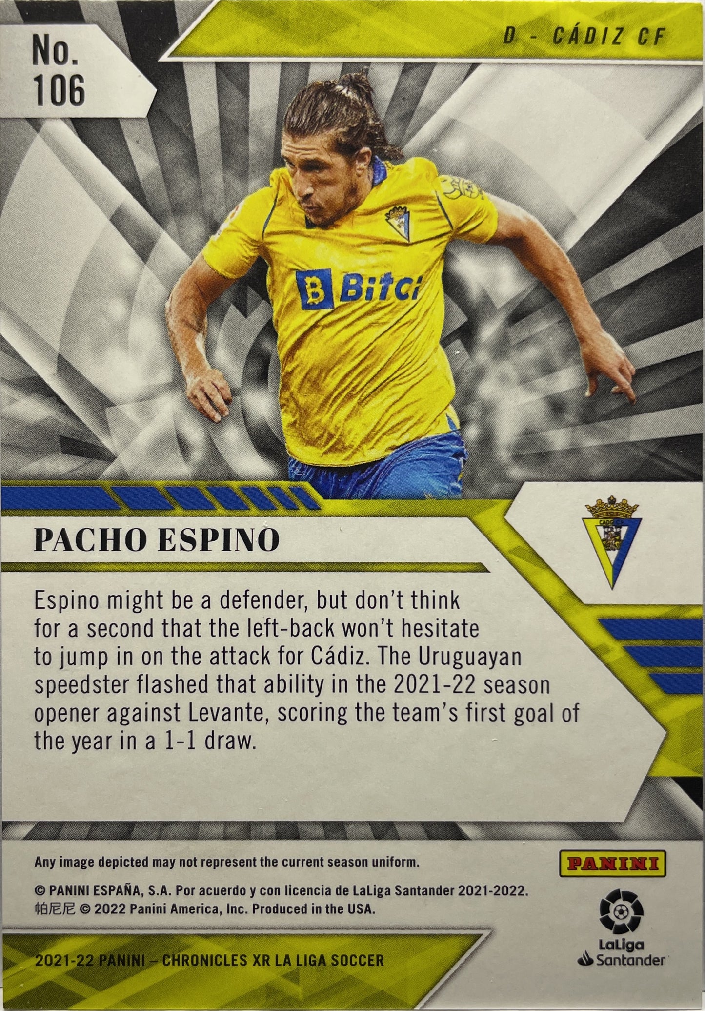 Pacho Espino 9/10 Rookie XR Gold Chronicles 2021/22