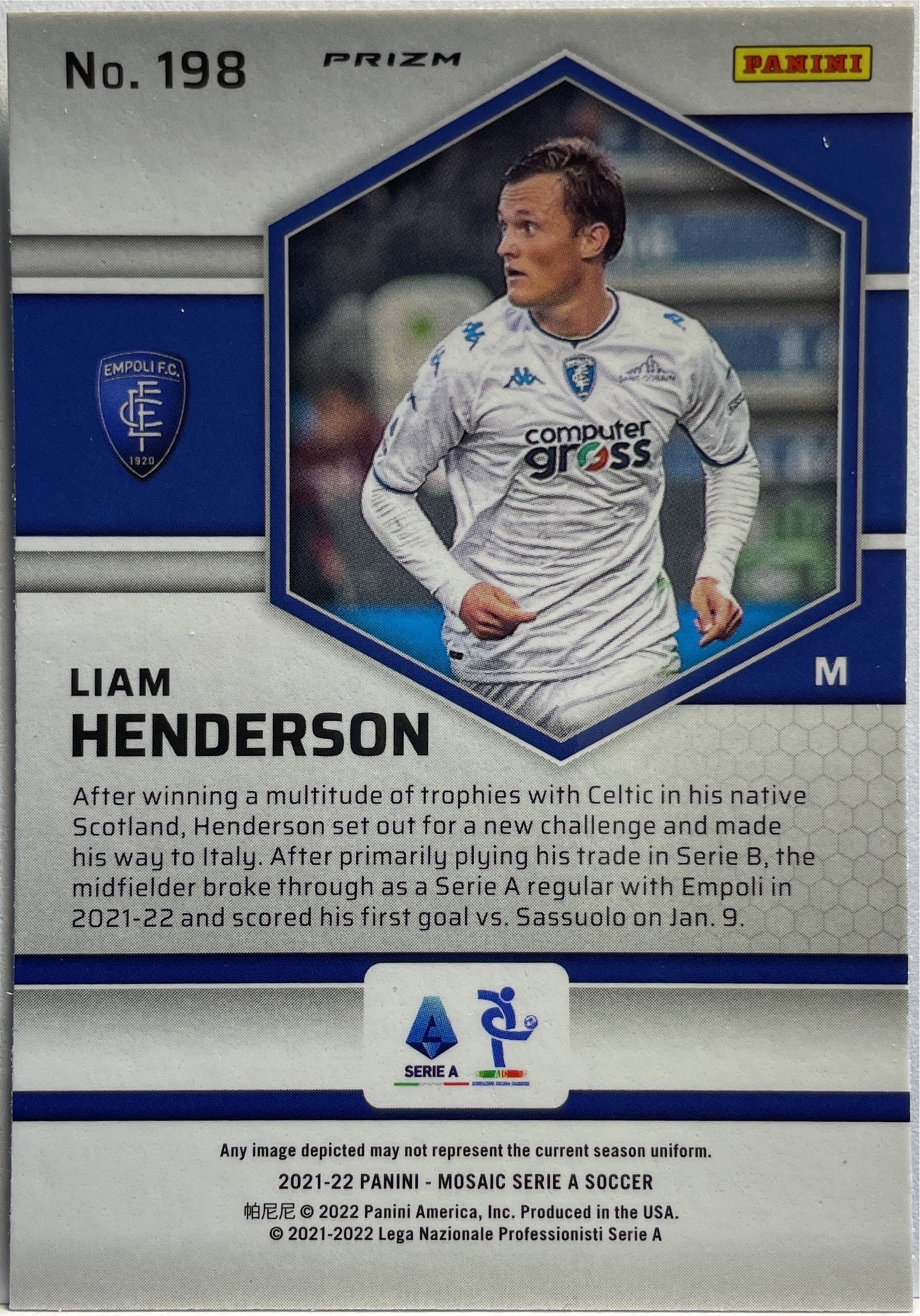 Liam Henderson Peacock T-Mall Mosaic Serie A 2021/22