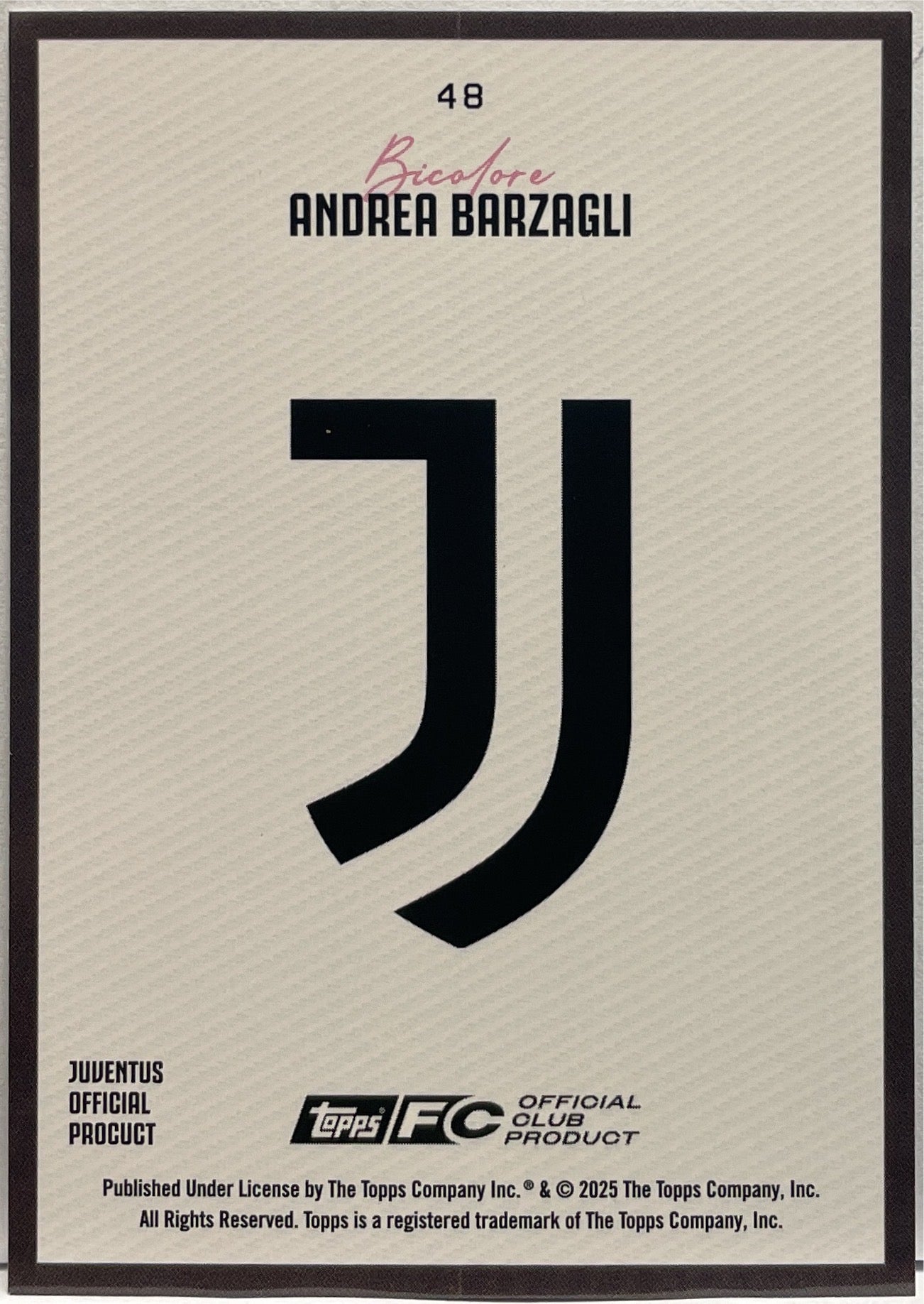 Andrea Barzagli 22/150 Bicolore Topps Juventus Set 2025/26