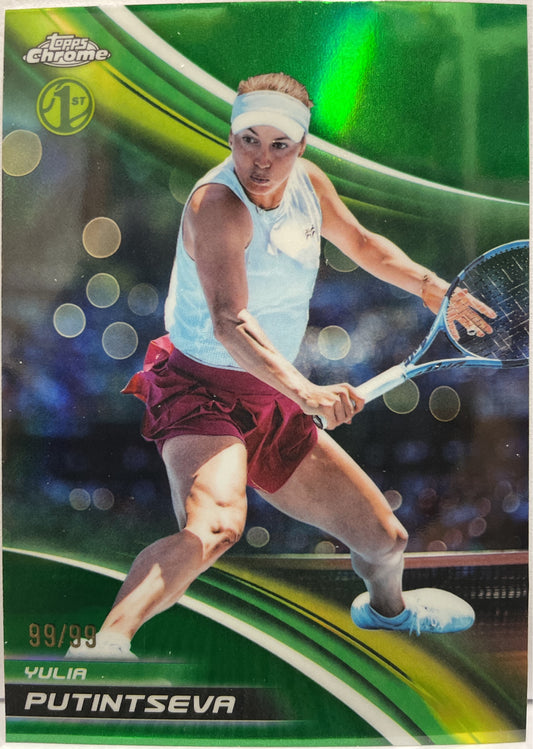 Yulia Putintseva 99/99 1ST Green Topps Chrome Tennis 2025