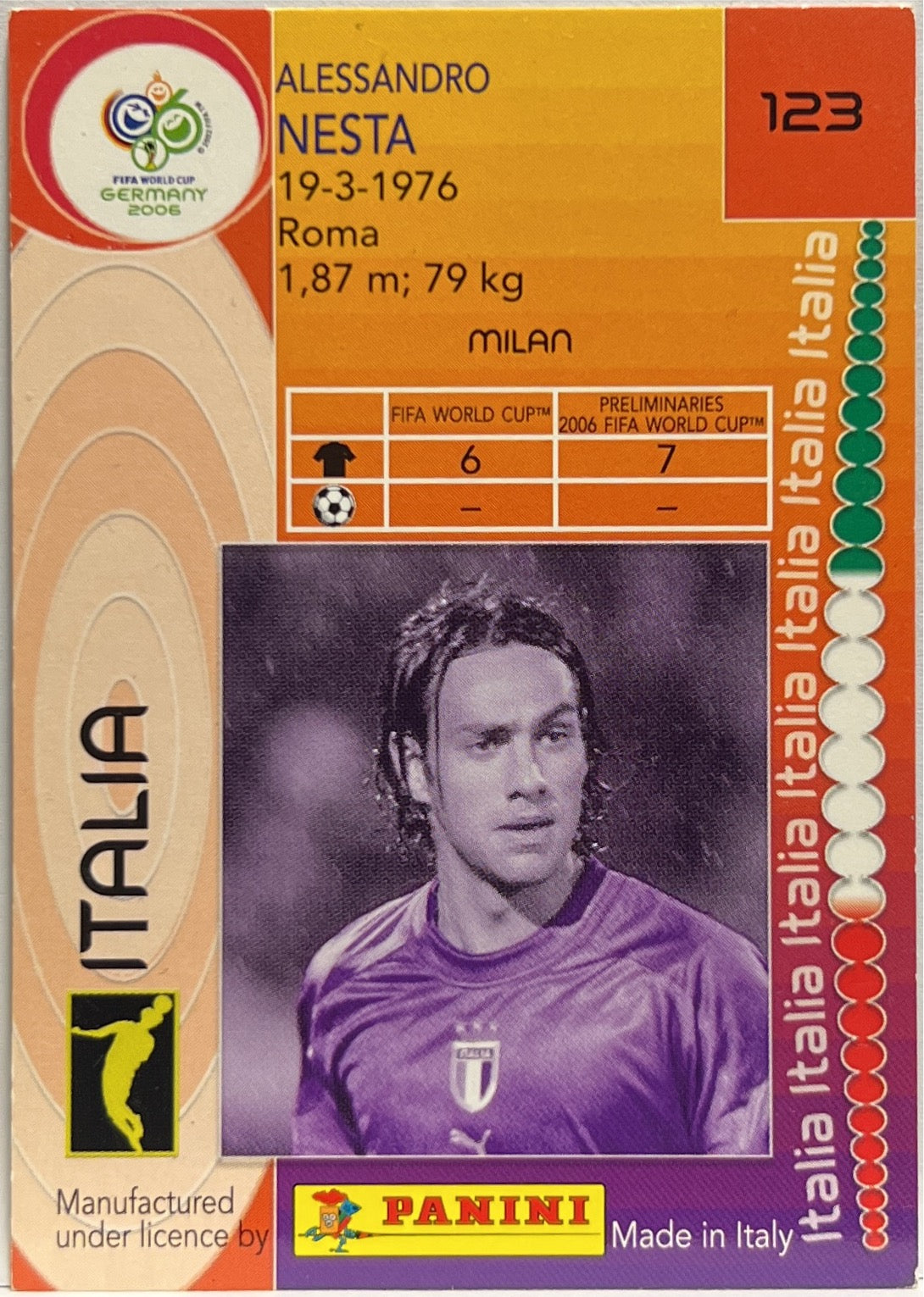 Alessandro Nesta Panini Fifa World Cup Germany 2006